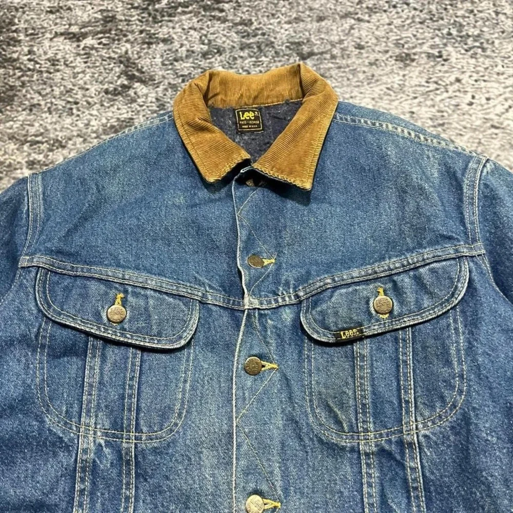 Vintage Lee Denim Trucker‎ Jacket Mens Large Blue Faded Blanket Lined Western